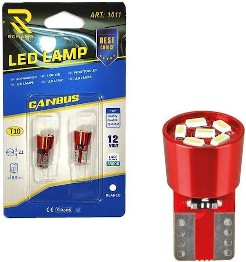Rchang Car Lamp T10 LED 6500K Cold White 12V
