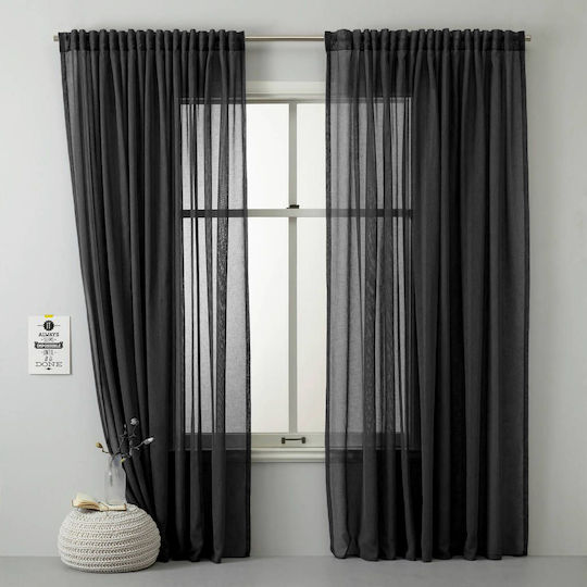 Saray Home Κουρτίνα Παραθύρου με Τρέσα Μαύρο 140x280εκ.