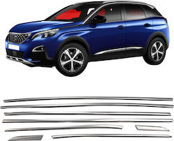 Stainless Steel Chrome Side Window Trim Strips Peugeot 3008 Suv 2016-2023
