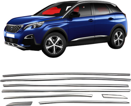 Stainless Steel Chrome Side Window Trim Strips Peugeot 3008 Suv 2016-2023