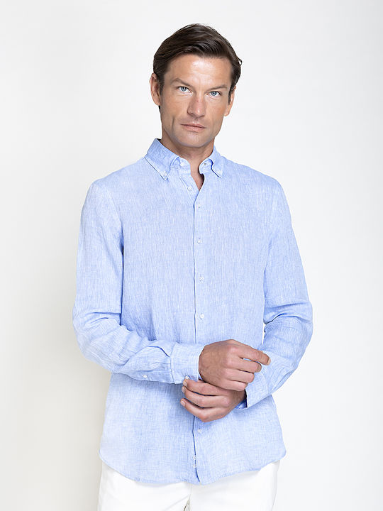 Vardas Къс Ръкав Ленена Риза Светлосин VARDAS 06-04/14 Light Blue