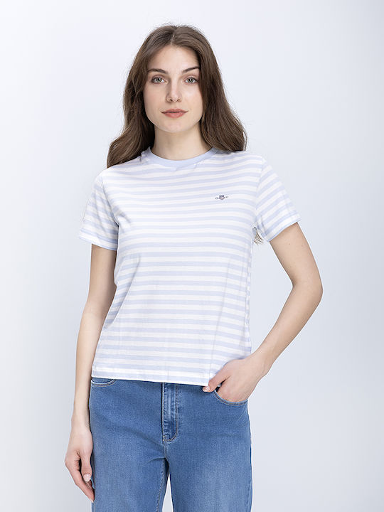 Gant Damen T-Shirt Gestreift Hellblau