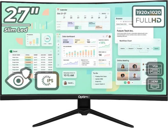 OptimX OX-MT27Y-1 IPS Monitor Curbat 27" FHD 1920x1080