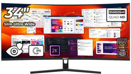 OptimX MT34J-1 Monitor Ultrawide IPS Curbat 34" QHD 3440x1440