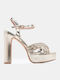 Sandals with Strass Gold