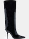 Wildleder Damenstiefel mit Hohem Absatz Schwarz