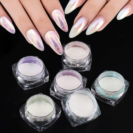 Nageldesign Dekopulver Aurora Transparent Candy Neonfarben 6 Stücke T105