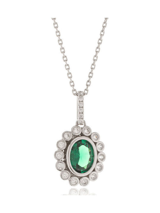 Jools Colier din Argint cu Zircon Verde
