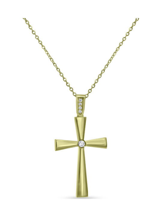 Ortaxidis Gold Cross 9K Double Sided with Chain