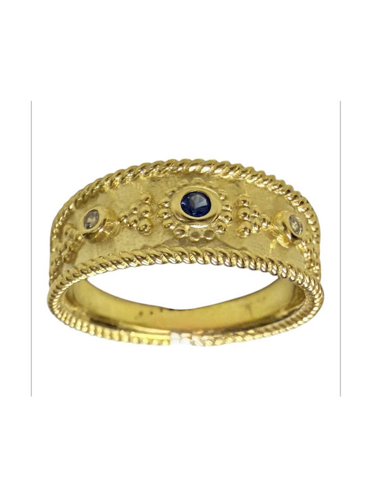 Kontopoulos Women's Ring with Zircon from Gold Plated Silver Kontopoulos Women's Ring with Zircon from Gold Plated Silver