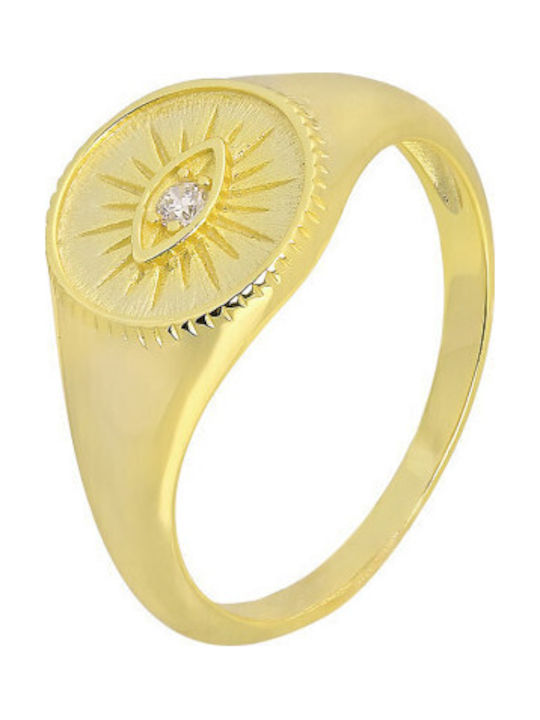 Prince Silvero Women's Ring with Zircon Made of Gold Plated Silver
