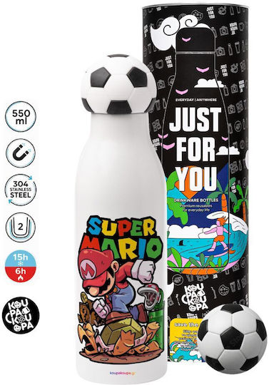 Koupakoupa Super Mario Jump Stainless Steel Kids Water Bottle Super Mario Non Spill Multicolour 550ml