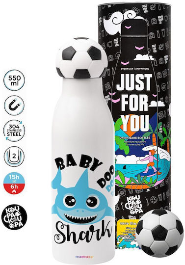 Koupakoupa Boy Stainless Steel Kids Water Bottle Baby Shark Non Spill Multicolour 550ml