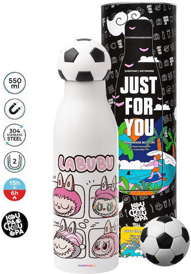 Koupakoupa Stainless Steel Kids Water Bottle Labubu Non Spill Pink 550ml