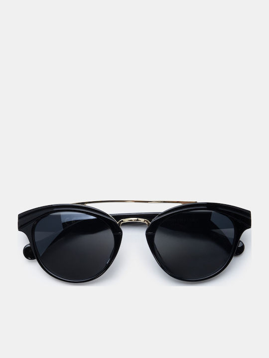 Luigi Ochelari De Soare Unisex Cu Ramă Metalică Neagră Și Lentile Negre