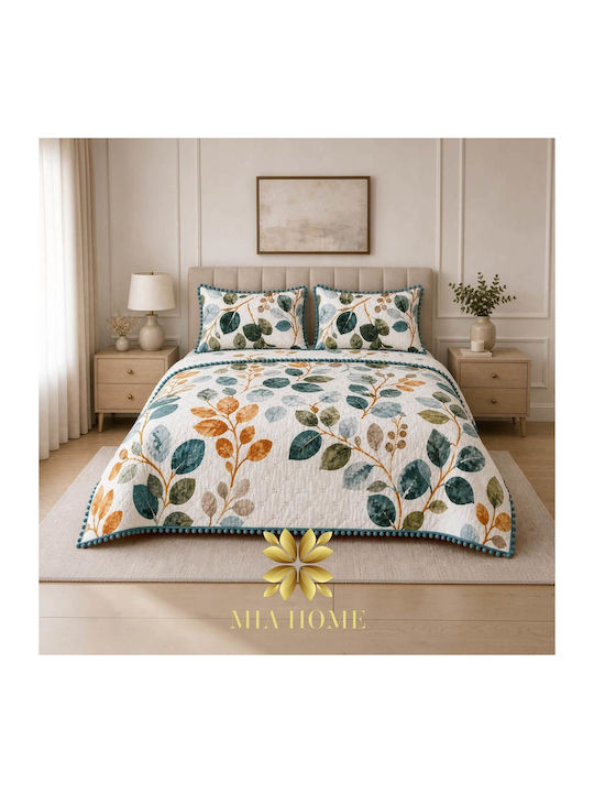 Mia Home Set Coverlets Double White-Mint 220x240cm 3 Pieces