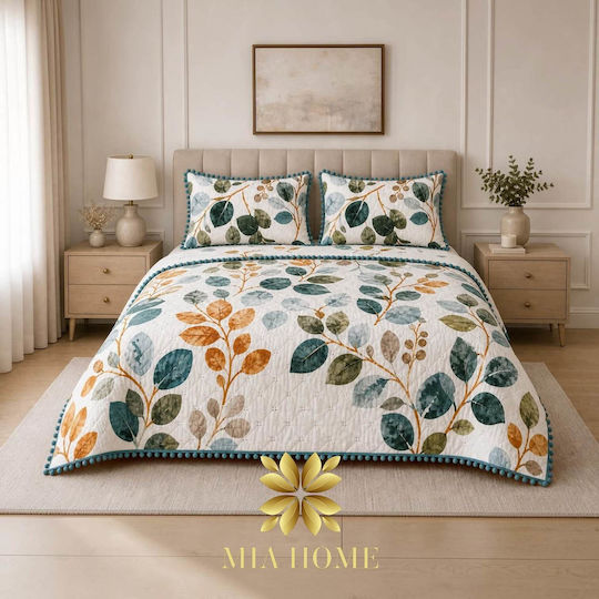 Mia Home Set Coverlets Double White-Mint 220x240cm 3 Pieces