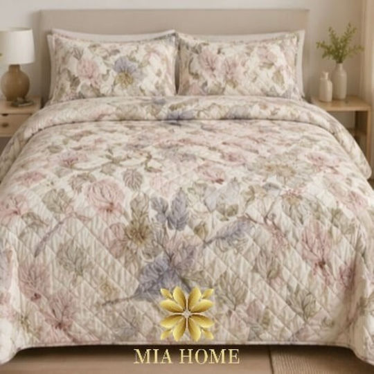Mia Home Coverlet Set Super Double Pink 220x240cm 3 Pieces