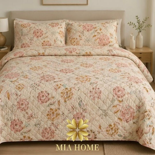Mia Home Set Double Coverlets Pink 220x240cm 3 Pieces