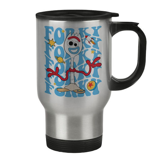 Koupakoupa Forky Stainless Steel Thermos Bottle 450ml Stainless Steel with Handle and Straw