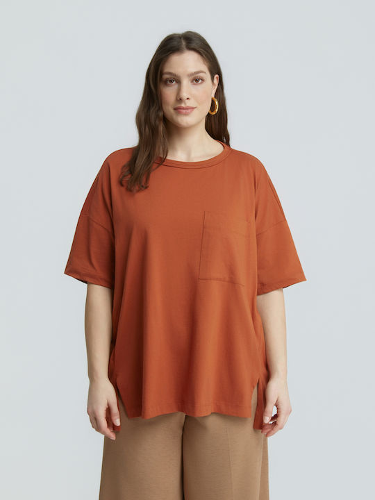 Mat Fashion Bluza Damă Oversized Tricou Maro 00...