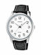 Casio Collection Men's Battery Watch with Black Leather Strap