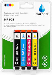 Paket Kompatibler Tinten für InkJet Drucker HP Hp 903 400 Seiten 4 Stück