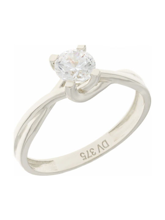 Velegrakis Einzelner Stein aus Weißgold 9K mit Zirkon