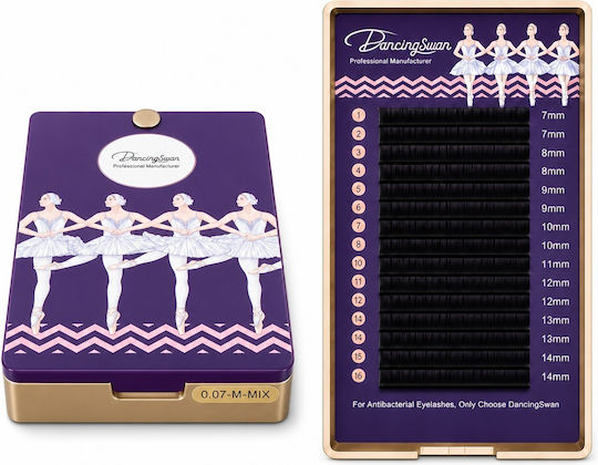 False Eyelashes Extensions Dancingswan 0.07 Mm Curvature M Mix 7–14 Mm