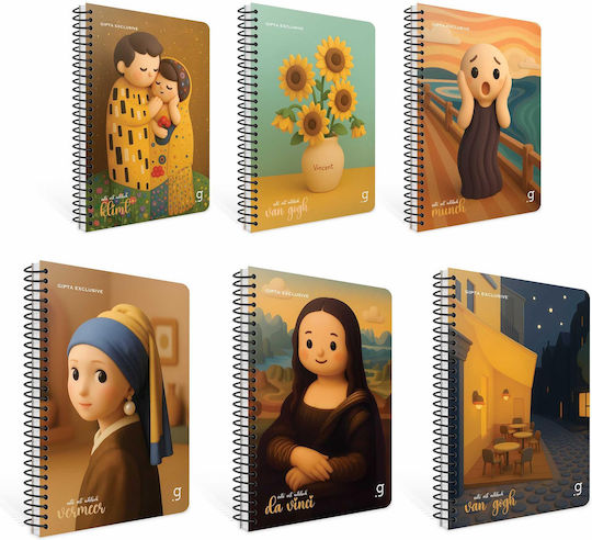 Gipta Spiral Notebook Ruled A4 50 Paper Sheets 2 Subjects (Various Designs or Colours)