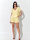 Damen-Leinen-Shorts Gelbe