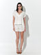 Damen-Leinen-Shorts Weiß S265019