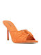 Suede Mules With High Heel In Orange Colour