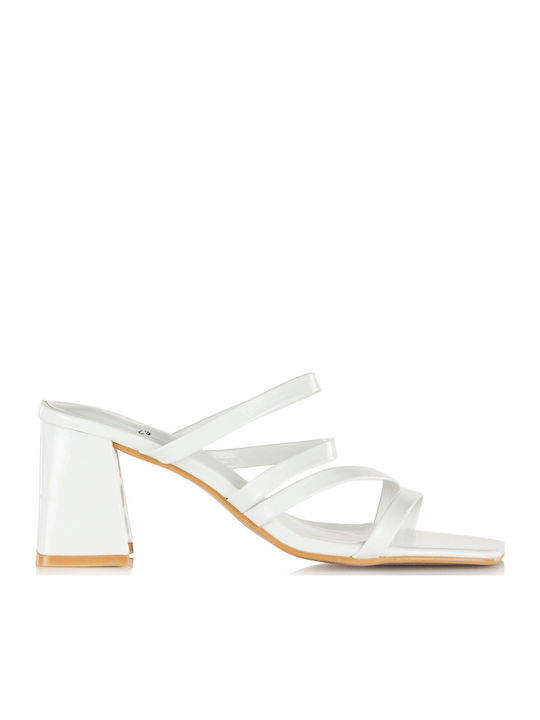 Mules With Thin Heel In White Colour