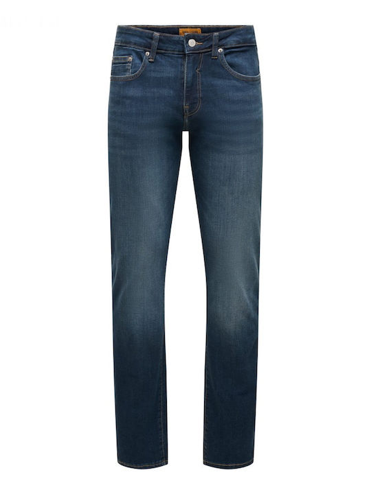 Pantalon De Blugi Elastic Regular Straight Fit Albastru Pentru Bărbați