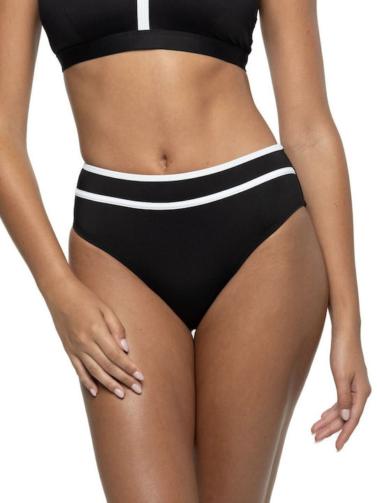 Bikinihosen Slip Hohe Taille Schwarz