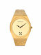 Off White Herrenuhr Batterie mit Gold Metall-Armband