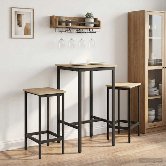 Wooden Bar Table with Metal Frame Sonoma Oak 52x52x110 cm