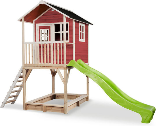 Exit Toys Ξύλινο Παιδικό Σπιτάκι Κήπου με Τσουλήθρα Κόκκινο