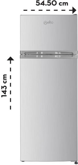 Frigider cu Ușă Dublă 206lt Înălțime 143xLățime 54.5xAdâncime 55.5cm Argintiu DF2-28N