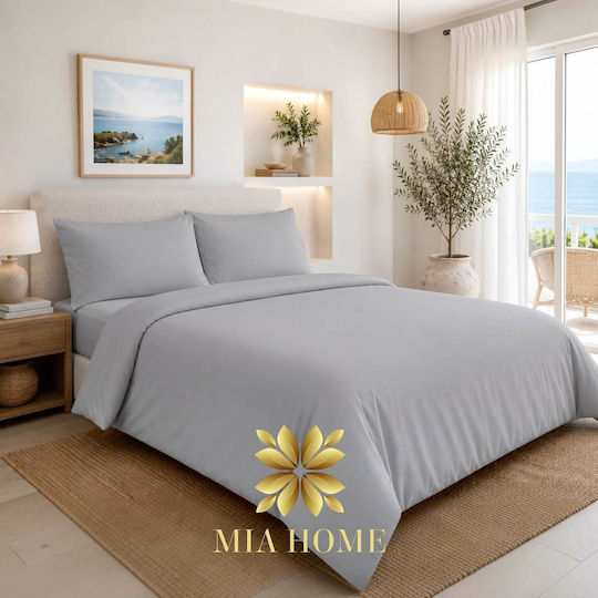 Mia Home Super-Double Bed Sheets Set 220x240cm Grey 4 Pieces