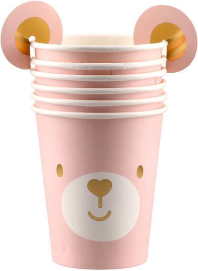 Festa Paper Glass 12cm 6 Pieces Gold Baby Girl Bear