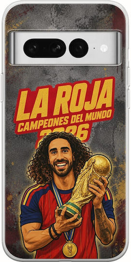 La Roja Campeones Del Mundo Marc Cucurella Google Pixel 7 5G Flexible TPU Transparent Silicone Case