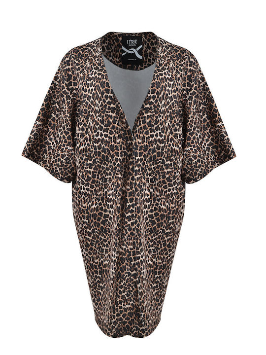 Μακριά Γυναικεία Ζακέτα Leopard Print