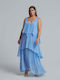 Summer Maxi Evening Dress Slip Dress Light Blue