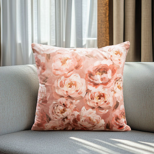 Beauty Home Decorative Pillow Case Romantic Peony Dream Pink Velvet 40x40cm