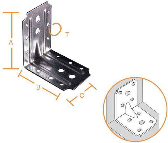Vormann Galvanized Shelf Bracket In Silver Colour 90x90mm 570207.0019