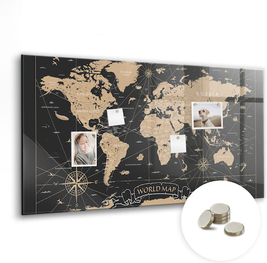 Magnetic Board Old World Map One Magnet 120x60