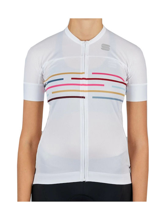 Sportful Tricou De Ciclism Pentru Femei Cu Mâneci Scurte Alb