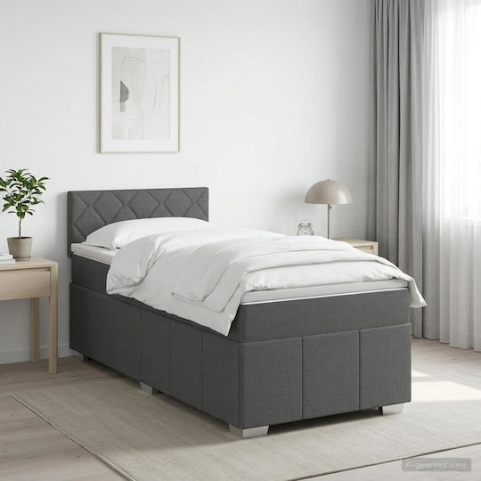 Einzelbett Mit Stoff Dunkelgrau Mit Lattenrost & Matratze 80x200cm